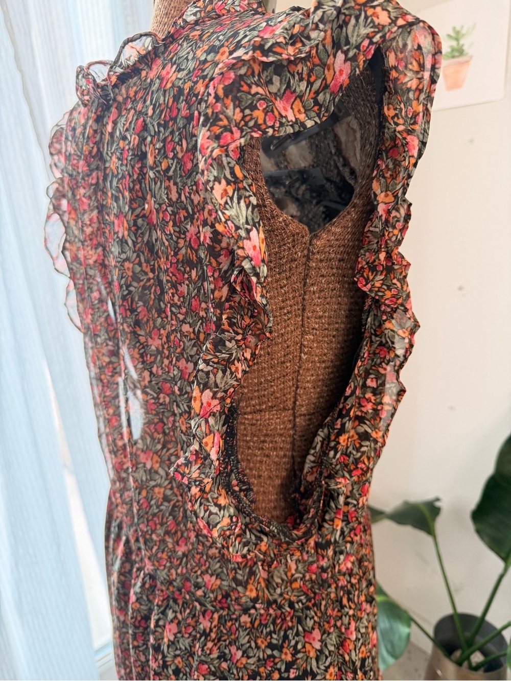 BB Dakota Steve Madden Floral Ruffle Tiered Midi Dress XXL Multi Color Boho - Picture 3 of 8